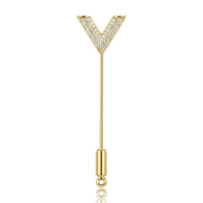 Gold Plated Copper V Shape Brooch Pin For Fashion Apparel