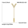 Gold Plated Copper V Shape Brooch Pin For Fashion Apparel view 6