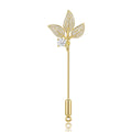 Gold Plated Copper Leaf Lapel Pin For Women's Fashion Apparel Brooch view 1