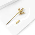 Gold Plated Copper Leaf Lapel Pin For Women's Fashion Apparel Brooch view 3