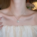 14K Gold Plated Zircon Round Eight Point Star Pendant Necklace Korean Style Collarbone Jewelry view 3