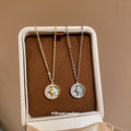 14K Gold Plated Zircon Round Eight Point Star Pendant Necklace Korean Style Collarbone Jewelry view 4