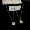 14K Gold Plated Zircon Round Eight Point Star Pendant Necklace Korean Style Collarbone Jewelry view 2