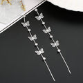 Butterfly Crystal Look Extra Long Threader Earrings in Two Colors view 3