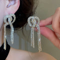 European American Style Full Rhinestone 3D Cross Knot Tassel Alloy Jewelry Set For Women view 4