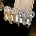 European American Style Full Rhinestone 3D Cross Knot Tassel Alloy Jewelry Set For Women view 3