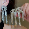 European American Style Full Rhinestone 3D Cross Knot Tassel Alloy Jewelry Set For Women view 2