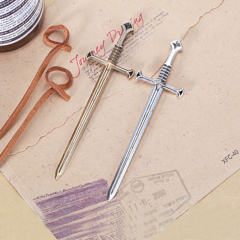88x25mm Vintage Double-Sided Long Sword Alloy Charm Pendant