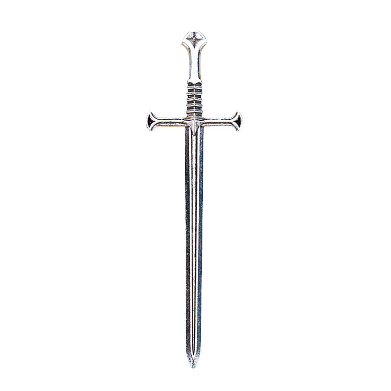 88x25mm Vintage Double-Sided Long Sword Alloy Charm Pendant
