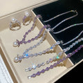 Luxury Cubic Zirconia Faux Pearl Jewelry Set With Ring Necklace Bracelet Geometric Evening Style view 3