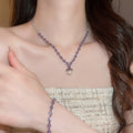 Luxury Cubic Zirconia Faux Pearl Jewelry Set With Ring Necklace Bracelet Geometric Evening Style view 4