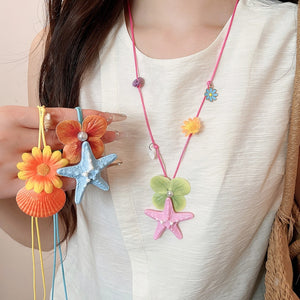 Shell Starfish Pendant Necklace Summer Beach Resort Style Clavicle Jewelry