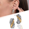 Light Luxury Two Tone Knotted Stud Earrings Fashion Old Money Style Twisted Hoop Earrings view 3
