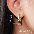 Elegant Hoop Earrings With Faux Emerald Design Classic Daily Vacation Accessory For Women view 4