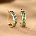 Elegant Hoop Earrings With Faux Emerald Design Classic Daily Vacation Accessory For Women view 3