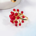 White Pearl Look Cluster Adjustable Gold Tone Ring view 3