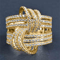 Luxury European American Two Tone Zircon Cross Ring, Sparkling Fashion Finger Ring For Women view 6