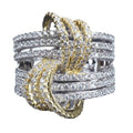 Luxury European American Two Tone Zircon Cross Ring, Sparkling Fashion Finger Ring For Women view 5