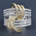 Luxury European American Two Tone Zircon Cross Ring, Sparkling Fashion Finger Ring For Women view 1