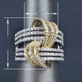 Luxury European American Two Tone Zircon Cross Ring, Sparkling Fashion Finger Ring For Women view 4