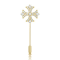 Real Gold Plated Copper Cross Brooch Pin For Fashion Apparel view 1