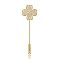 Gold Plated Copper Four Leaf Clover Brooch Pin For Clothing view 1