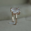 Rose Gold Tone Rectangular Clear Crystal Solitaire Ring view 3