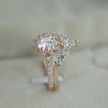 Rose Gold Tone Floral Branch Ring with Pale Blue Stones view 4