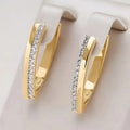 Copper Gold Plated Micro Pave Zircon Geometric V Drop Earrings For Women Cross Border Jewelry view 1