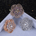 Rose Gold Wire Rose Brooch with Multicolor Crystals view 2