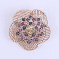 Rose Gold Wire Rose Brooch with Multicolor Crystals view 6
