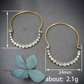 Vintage Two Tone Round Hoop Earrings, Distressed Finish Niche Design Daily Earrings view 4