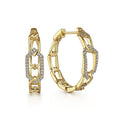 Chic Hollow Chain Micro Pave Zircon Hoop Earrings Geometric Niche Women Ear Jewelry view 2