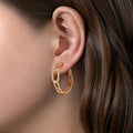 Chic Hollow Chain Micro Pave Zircon Hoop Earrings Geometric Niche Women Ear Jewelry view 3