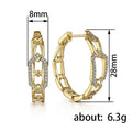 Chic Hollow Chain Micro Pave Zircon Hoop Earrings Geometric Niche Women Ear Jewelry view 4