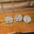 Classic Chunky Square Geometric Jewelry Set, Micro Pave Zircon Wedding Dress Accessories view 2