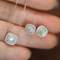 Classic Chunky Square Geometric Jewelry Set, Micro Pave Zircon Wedding Dress Accessories view 1