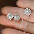 Classic Chunky Square Geometric Jewelry Set, Micro Pave Zircon Wedding Dress Accessories view 5