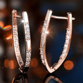 Rose Gold Pave Zircon Hoop Earrings, Korean Style Versatile Fashion Earrings For Women view 2