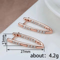Rose Gold Pave Zircon Hoop Earrings, Korean Style Versatile Fashion Earrings For Women view 4