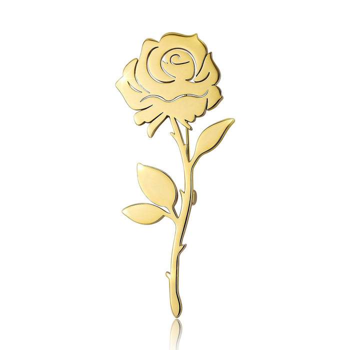 Stainless Steel Rose Brooch Pin For Elegant Womens Apparel Decoration