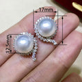 Light Luxury Sunflower Zircon Stud Earrings With Faux Pearl Bridal Wedding Earrings For Women view 4