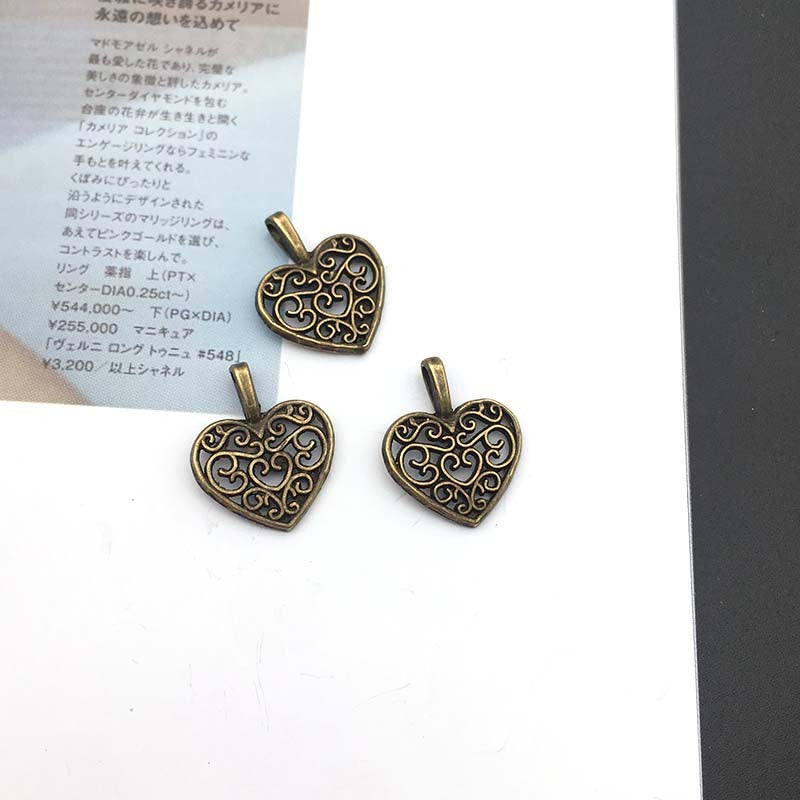 0.6g Antique Bronze Silver Gold Zinc Alloy Heart Charm Pendant for DIY Necklace Jewelry