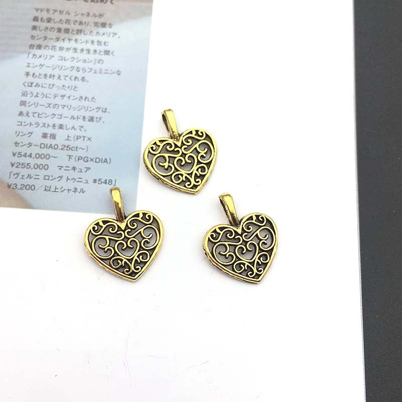 0.6g Antique Bronze Silver Gold Zinc Alloy Heart Charm Pendant for DIY Necklace Jewelry