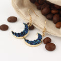 Gold Tone Iridescent Black Crescent Crystal Cluster Hook Earrings view 4