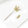 Gold Plated Copper Crown Brooch For Trendy Garment Decoration view 3
