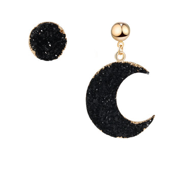 Gold Tone Black Crescent Crystal Cluster Earrings in Two Pair Styles