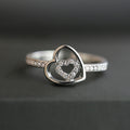 Silver-Tone Double Heart Ring With Clear Crystal Accents view 2