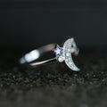 Silver Open Moon And Star Ring In A Polished Decorative Design view 3