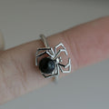 Silver Tone Black Bead Spider Ring Fashion Jewelry view 6